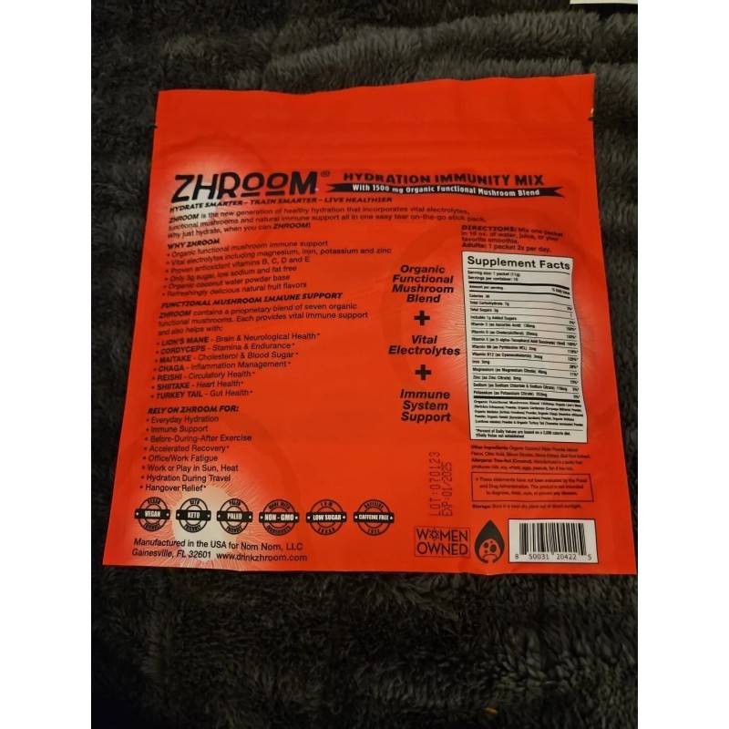 zhroom Hydration Immunity Mix/7 Adaptogenic Mushrooms/Stra