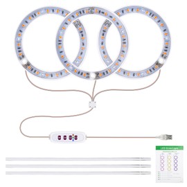 Grow Lights for Indoor Plants 3 Heads 6.2W 301.7lm 60LED 4000K USB Powered Grow Light 8H/12H/16H Timer 5 Dimmable Brightness Plant Growing Lamps for Succulents / Mini Bonsai / Small Plants