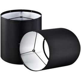 GOSO Small Tall Drum Lamp Shades Black,10 × 10 ×10 Inch Spider Replacement Lamp Shades for Table Lamps Wall Lamps,Natural Faux Silk Lampshade Cylinder,Rustic Shade Modern, Required Assembly