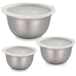 EHOMEA2Z Stainless Steel Mixing Bowls With Lids, Deep Mixing Bowls,Durable, Stackable,Food-Grade Safe,Rust and Corrosion Resistant Mixing Bowls Stainless Steel,Food Prep (3Pc with Lids)