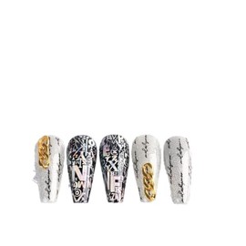 Generic Newspaper Letters Tartan Nail Foil Transfer Sticker 10Pcs 20X4Cm Xk517 Nail Wraps Art Stickers Manicure Supplies for Women for Home Nails Full Long Lasting Easy Apply and Remove