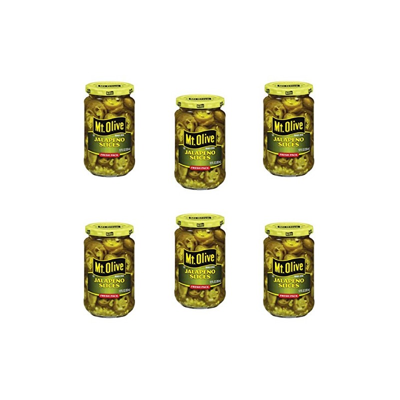 Mt Olive Jalapeno Slices 12oz Jar (Pack of 6)