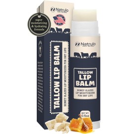 Beef Tallow Lip Balm – Natural Tallow Beeswax Chapstick – Hydrating Moisturizer Grass Fed Bison Tallow Balm Lip Care – Soothes Chapped, Dry Lips, Sensitive Skin – Long Lasting & Vitamin Rich USA-Made