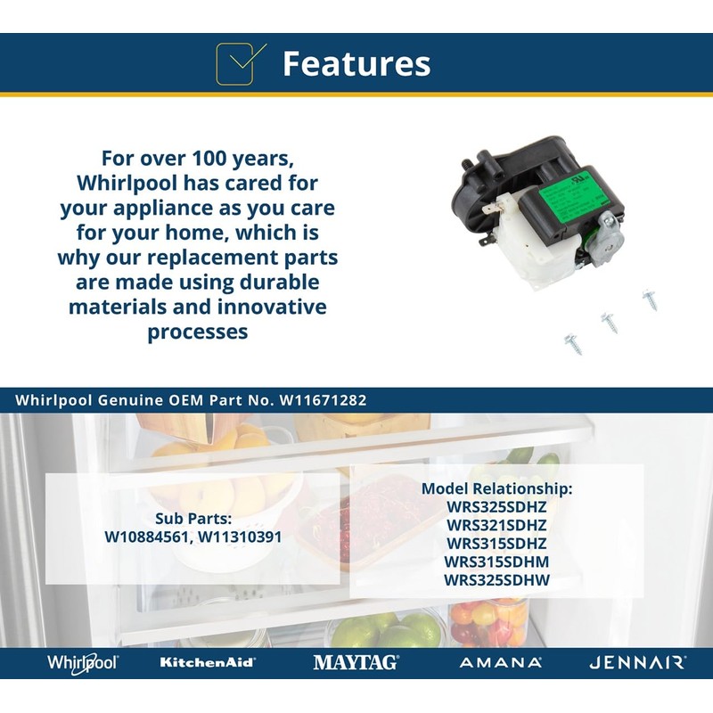Whirlpool W11671282 OEM Refrigerator Auger Motor