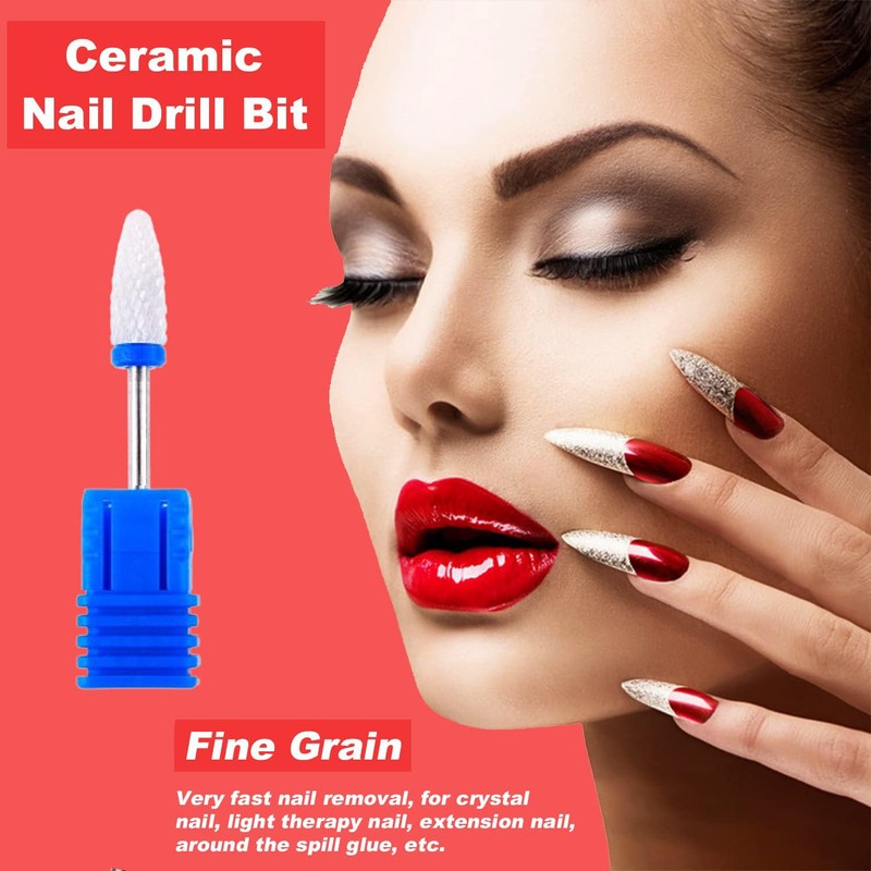 2Pcs Nail Drill Bit Medium Grit Ceramic Drill Bit Corn