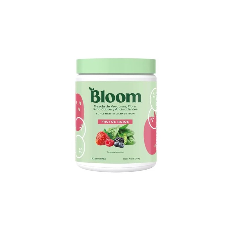 Bloom Mezcla de Verduras Fibra y Antioxidantes Sabor Frutos Rojos