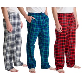 GIVEITPRO- 3 Saver Pack-100% Cotton Flannel Pajama Pant Bottoms-Yarn-dye Woven (Small, Combo D. (Grey, Blue, Coral))
