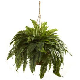 Nearly Natural 6788 Double Giant Boston Fern Hanging Basket,Green
