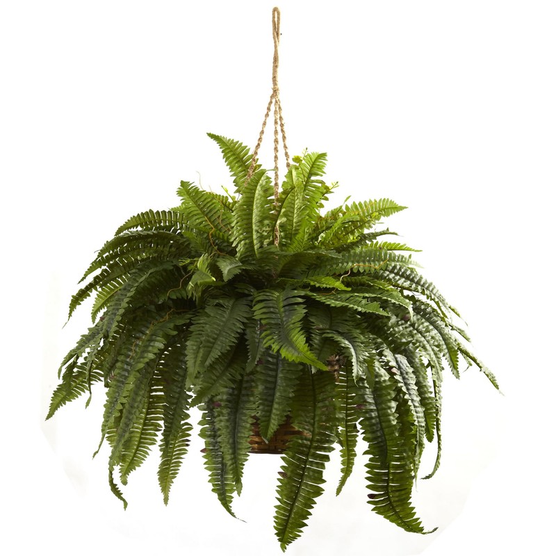 Nearly Natural 6788 Double Giant Boston Fern Hanging Basket,Green