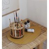 JackCubeDesign 360 Rotating Bamboo Watercolor Paint Brush Holder Water Coloring