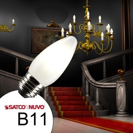 Satco S21287 4 Watt B11 LED Bulb, Frost, Medium Base (E26), 90 CRI, 2700K Warm White, 120V, Dimmable, 350 Lumens (2 Pack)