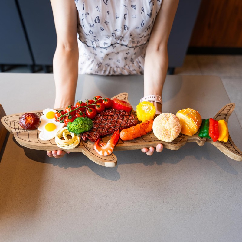 PUICIO Shark Charcuterie Board Shark Couchie Acacia wood Board,Christams Kitchen