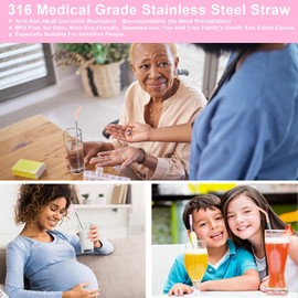 Quality Upgraded 9In Medical Grade 316 Stainless Steel Straws Set 1 PCS with 3 Silicone Accessories, 1 Straw Brush, 1 Storage Case, BPA Free, Eco-Friendly Metal Straws Reusable