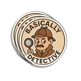 (3pcs) Basically Detective Sticker – Funny Cartoon Magnifying Glass Decal for Laptop, Water Bottle, Notebook – Cute Mystery Lover Gift – 3x3 in Vinyl Sticker