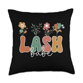 Flower Lash Babe Lash Tech & Eyelash Stylist Babe Flower Artist Eyelash Tech Lash Throw Pillow, 18x18, Multicolor