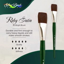 Silver Brush Ruby Satin Bright Short Handle Series 2502S Size 30, Stiff Synthetic Filaments Hunter Green, 26x3x2 cm