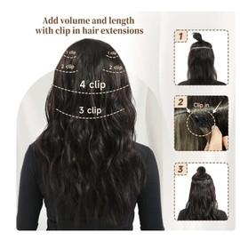 Clip In Human Hair Synthetic Full Head Hair Extension Highlights Streaks (White Straight, Full Pack)