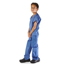 M&M SCRUBS Super Soft Children Scrub Set Kids Dress up (7, Ceil Blue)