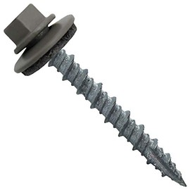 Metal Roofing Screws: (250) 10 x 1-1/2" Pewter Gray/Slate Gray Hex Head Sheet Metal Roof Screw. Self Starting Metal to Wood siding Screws. EPDM Washer. Colored Head