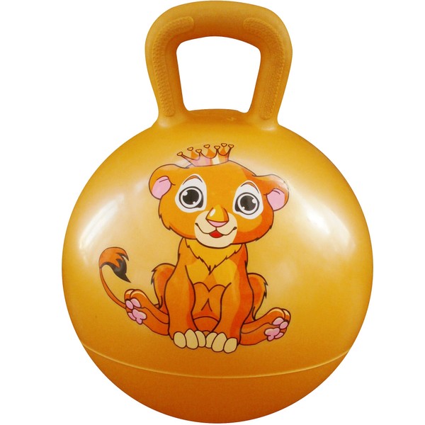 AppleRound Hippity Hoppity Hopball with Ball Pump, 15in/38cm Diameter for Age 3-5, Kangaroo Bouncer, Space Hopper Ball with Handle for Children