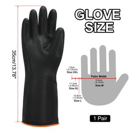 sourcing map Chemical Resistant Gloves, Latex Industrial Gloves 35cm Long Sleeve Anti-Slip Protective Safety Work Glove for Cleaning Dish Washing Resist Acid Alkali, Black