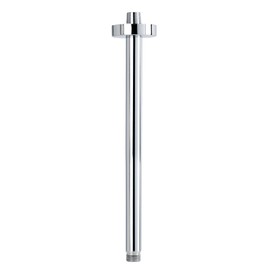 NearMoon Ceiling Mounted Shower Arm With Flange and Teflon Tape, Universal Connection 1/2 NPT Straight Round Shower Arm for Fixed Rain Shower Head, Thicken Stainless Steel (12 Inch, Chrome)