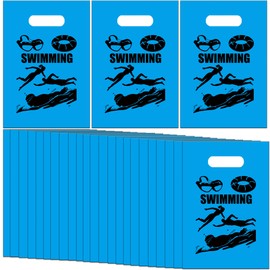 PIBIPAID 50PCS Swimming Goodie Bags Party Favors -Swimming Themed Plastic Party Supplies Swimming Candy Bag Sport Birthday Baby Shower Party Decorations