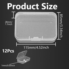 WYAN 12 Pcs Transparent Boxes, Bead Storage Box, Containers Rectangle, Box Case with Flip-Up Lids, Storage Containers, for storing jewellery, crafts, beads and small items