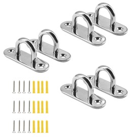 jinrowphee Pack of 6 M6 Ellipses Stainless Steel Eye Plate Deck Door Buckle U-shaped Ceiling Mounting Rings Hanger