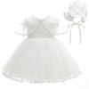 Silver Mermaid Baby Girls Christening Baptism Dress 3Pcs Embroidery Tulle