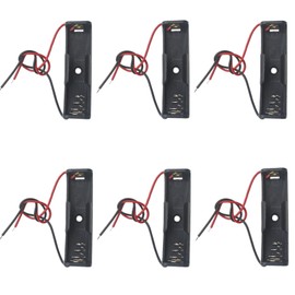 OZXNO 1.5V AA Battery Holder 6 Pcs Lidless Battery Case Holder Black Battery Box with Leads Wires for Power System and DIY Recharge Power Supply