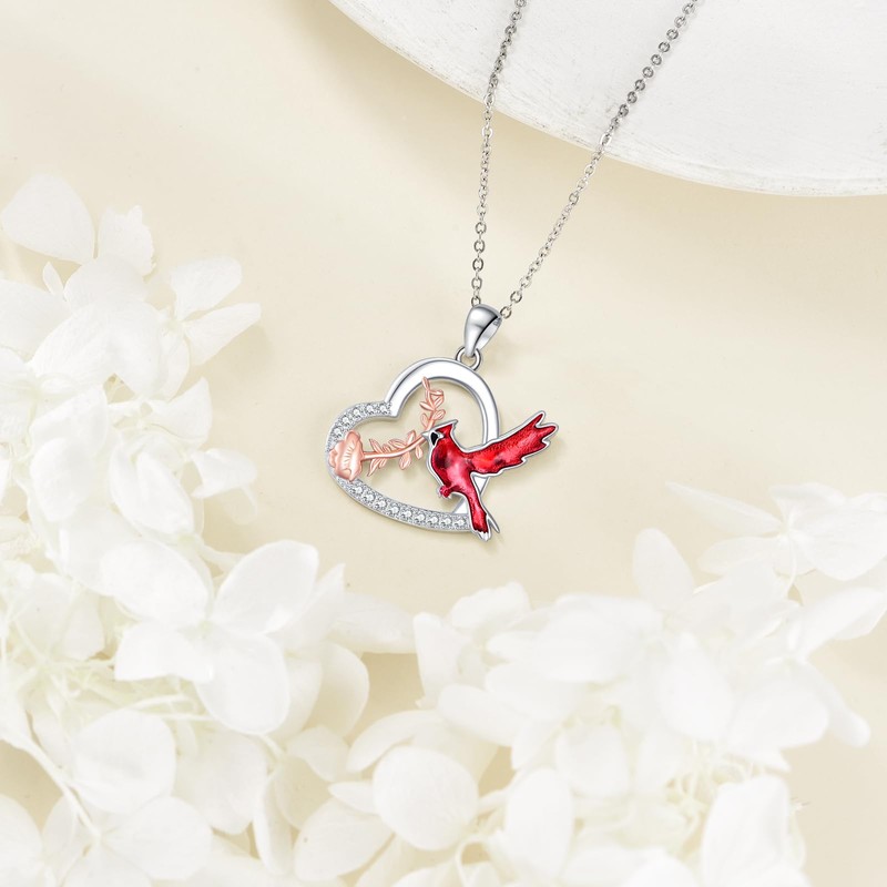 VENACOLY Cardinal Necklace 925 Sterling Silver Cardinal Pendant Jewellery Gifts