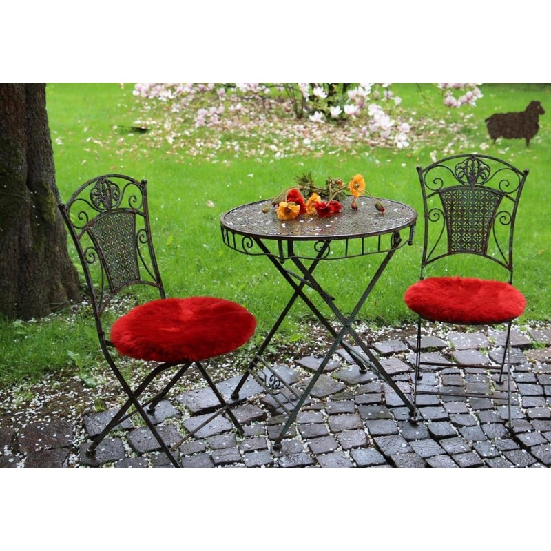 Hollert Lambskin Seat Cushion, Diameter 40 cm, Red, Merino Seat