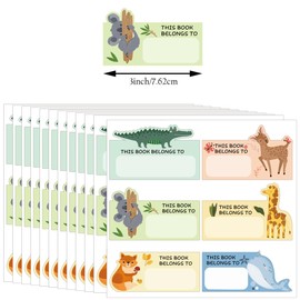120 Pcs Animal Theme Bookplate Stickers 3 inch Back to School Classroom Library Book Labels Animal Book Plates Teacher Resources Book Ownership Tags of School Supplies