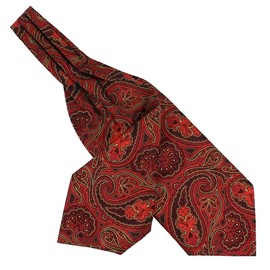 Clj Charles Le Jeune. Ascot Scarf Léonard, Microfibre. Red, Paisley.