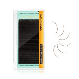 NAGARAKU Brown Color Eyelash Extensions 0.10mm C curl 7-15mm Mix Individual Lashes Classic Faux Mink 20 rows Soft Natural Professional Beauty Salon Supplies