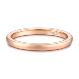 SHINYSO 2mm Thin Tungsten Carbide Wedding Rings for Women Rose Gold High Polished Comfort Fit Size 9