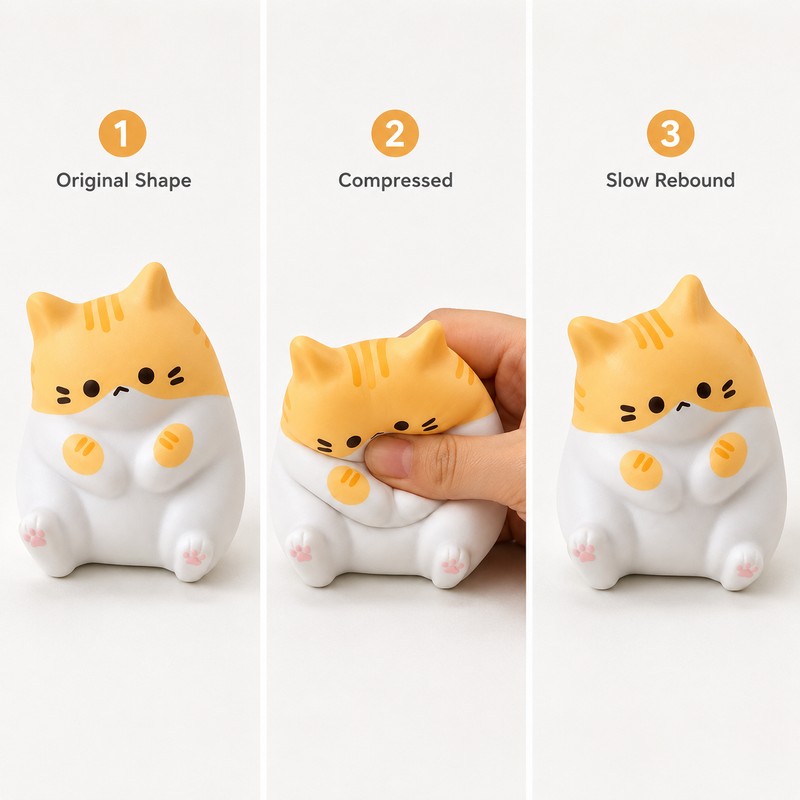 Slow Rebound Cat Squeeze Toy for Fidgeting – Soft PU