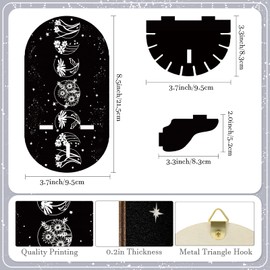 Queekay 3 Pieces Small Crystal Shelf Display Black Butterfly Magical Boho Hand Stars Shelf Witch Stuff Wooden Moon Phases Crystal Holder Stand with 3 Pieces Crystals Stone