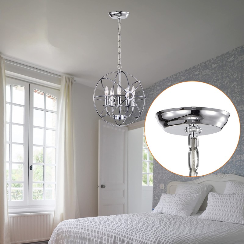 Mr.Color Chrome Canopy Kit for Ceiling Light 6 Feet Pendant