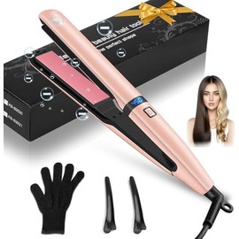 Rizador de Cabello 4 En 1, Juego de 4 Rizadores Para Cabello de Cerámica, Tenazas Para Rizar Cabello de Temperatura Ajustable, con Guantes, Clips y