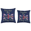 King Charles III Coronation Celebration Union Jack Crown Throw Pillow