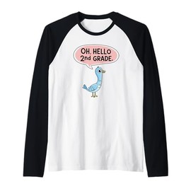 Oh, Hello Second Graders Cute Pigeon 2nd Grade Teacher Raglan Baseball Tee