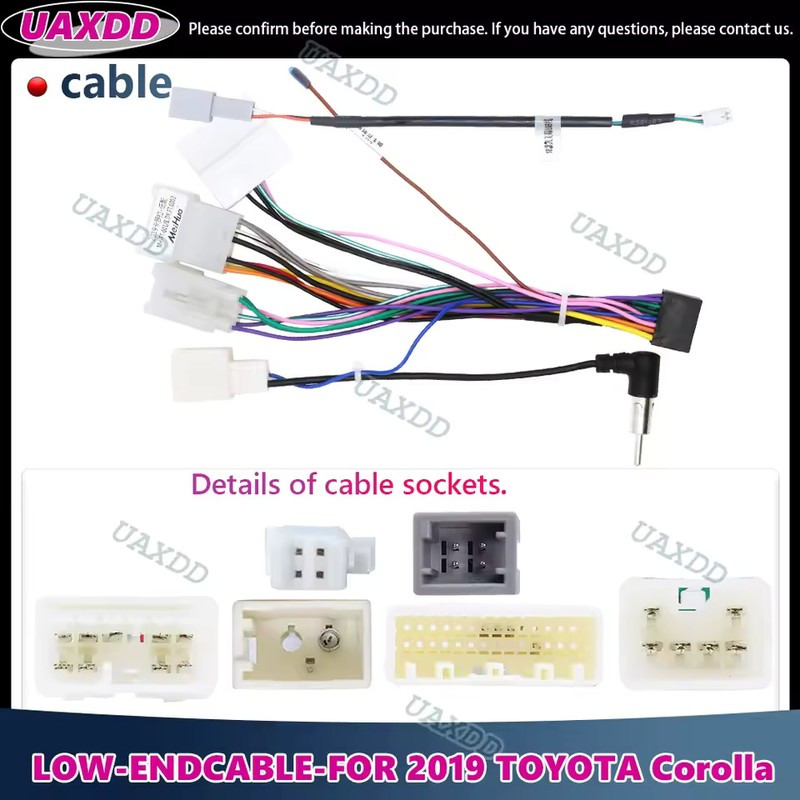 2-Pack Toyota Low-End Car Stereo Wiring Harness Cables, Multiple Vehicle-Specific
