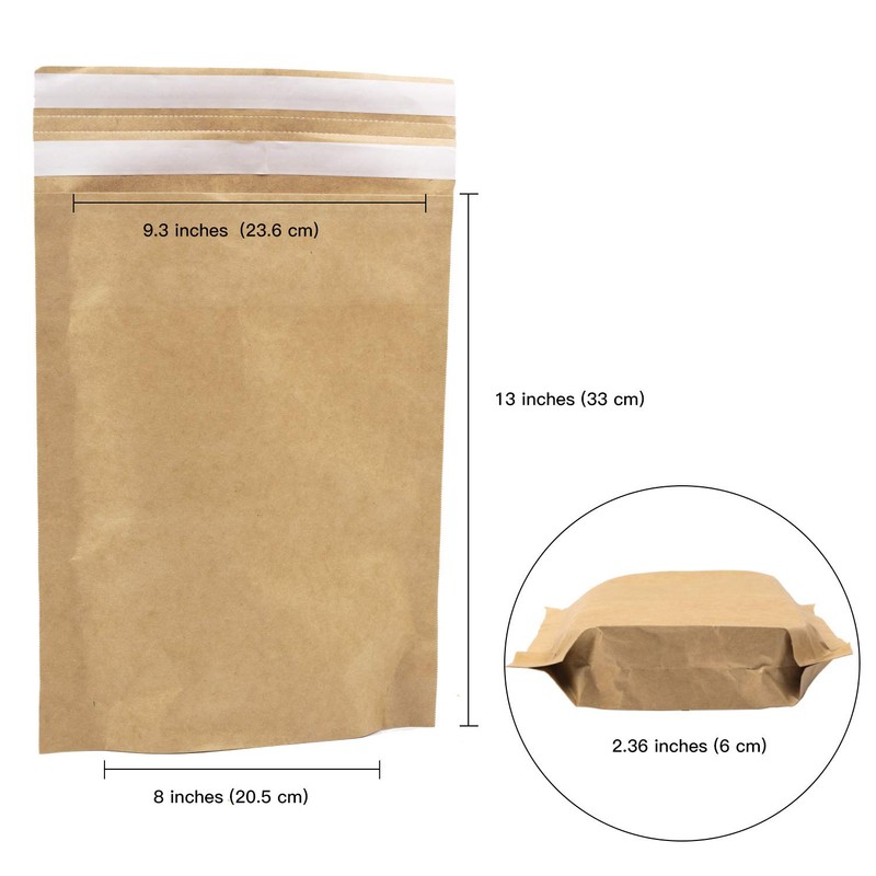 RUSPEPA Kraft Paper Poly Envelopes Mailer, Self Seal, 100% Recyclable,