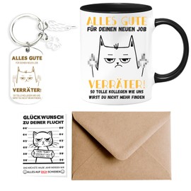 Tasse Abschied Kollegin Mit Karte & Schlüsselanhänger & Umschlag Tasse Für Jobwechsel Mit Lustigem Spruch Personalisiertes Abschiedsgeschenk Für Kollegen