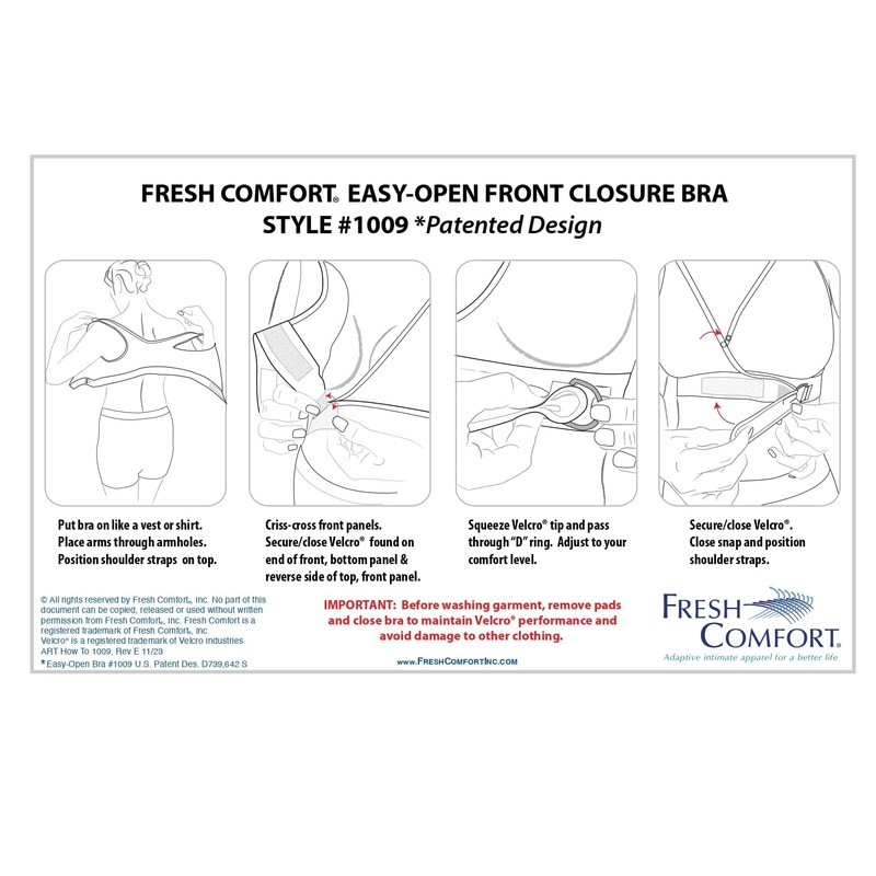 Fresh Comfort Easy Open Front Close Bra, Blue, Small