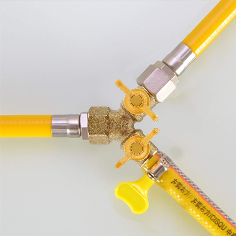 kesoto 1 Pc Brass Two Way Natural Gas Pipe Splitter