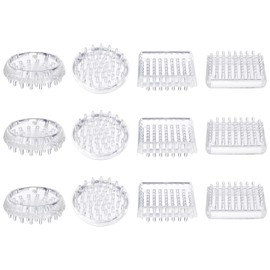 PATIKIL Round and Square Spike Carpet Protector, 12 Pcs Plastic Furniture Caster Cups for Furniture Legs Sofas Tables Chairs Home Office Use, Clear