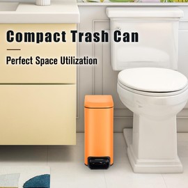 Cesun Small Bathroom Trash Can with Lid, 1.6 Gal, Soft Close, Matte Orange